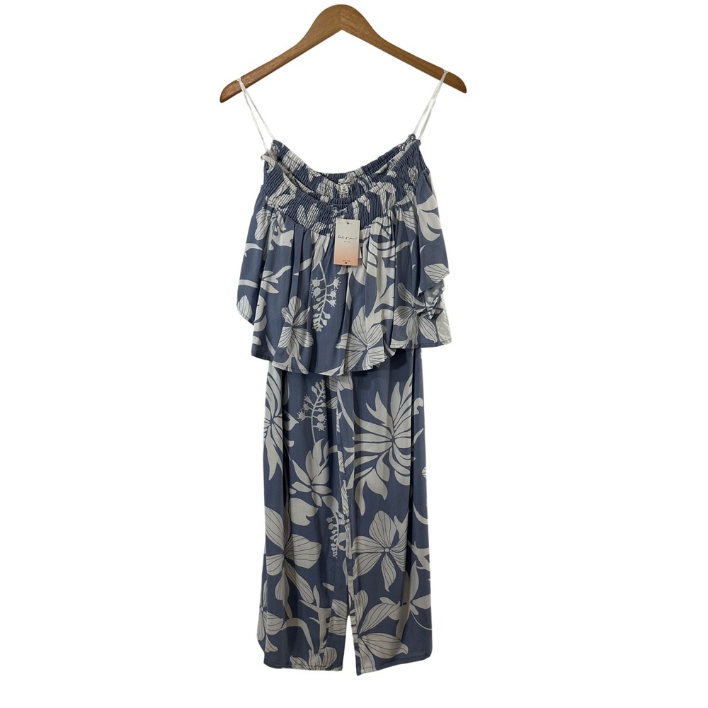 Kini & Brunch Blue Floral 2 Piece Set Top & Wide Leg Pants Small NWT - Picture 3 of 14